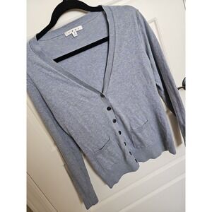 Cabi Blue Heathered Knit Button-Front Cardigan Sweater Size S